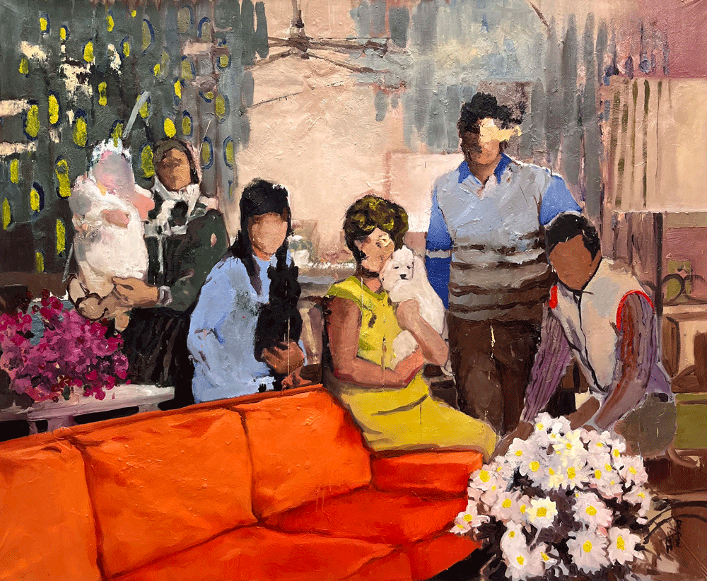 Dayron-Gonzalez,-Happy-Family,--Huile-sur-toile,-Oil-on-canvas,-165-x-203-cm,-65-x-80-in,-2022