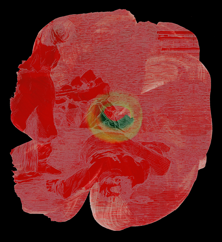 Najia Mehadji, WarFlower 4, (Suite Goyesque Les désastre de la guerre), 2007, Épreuve numérique pigmentaire sur papier, 117x105cm