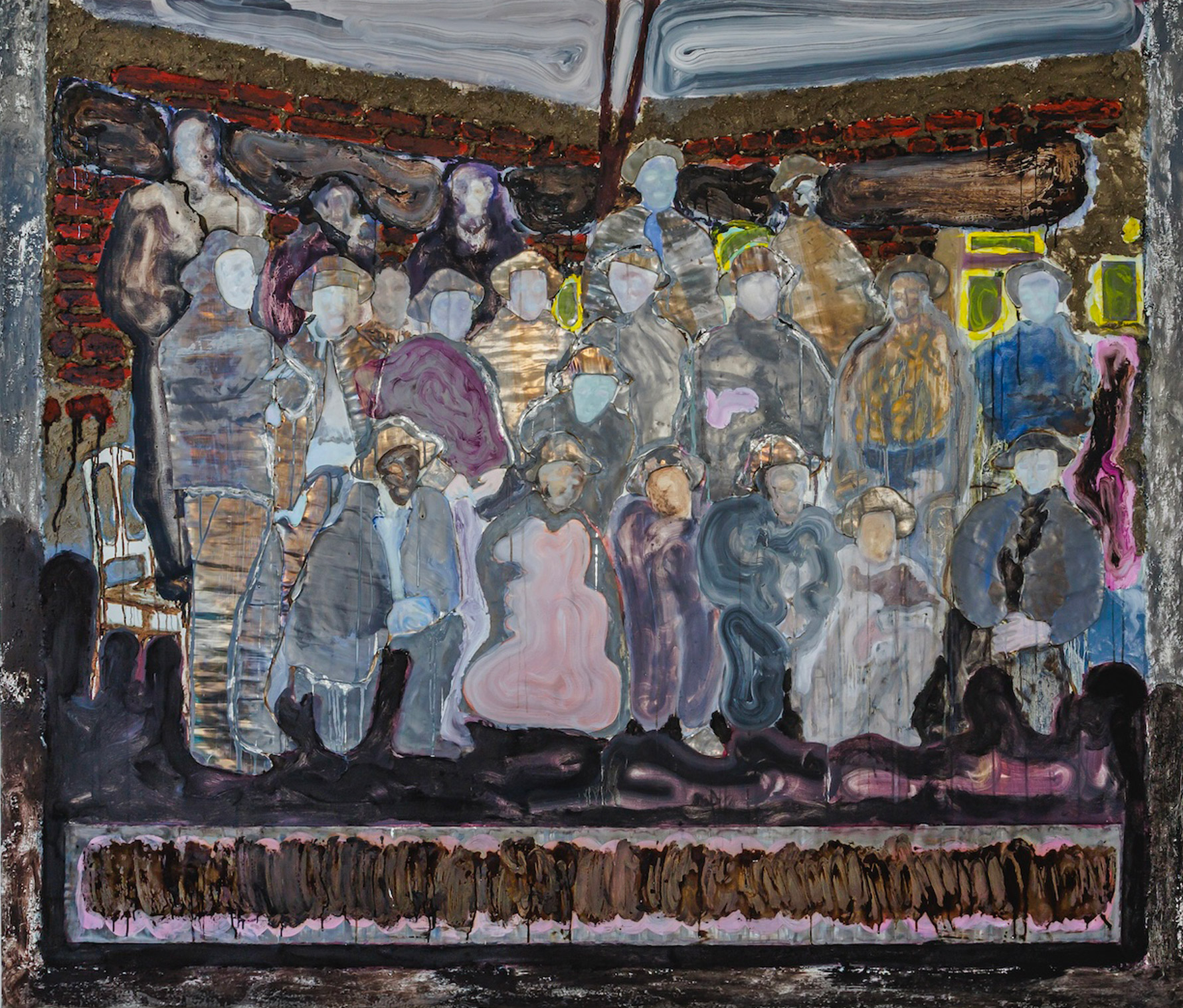 Mounir-Eddib,-Wall-of-safety,-wall-of-sacrifice,-Oil,-shale,-tar,-lead,-cement-and-beeswax-on-canvas,-170-x-200-cm,-2025---Photo-by-Stefanie-Schaut-1
