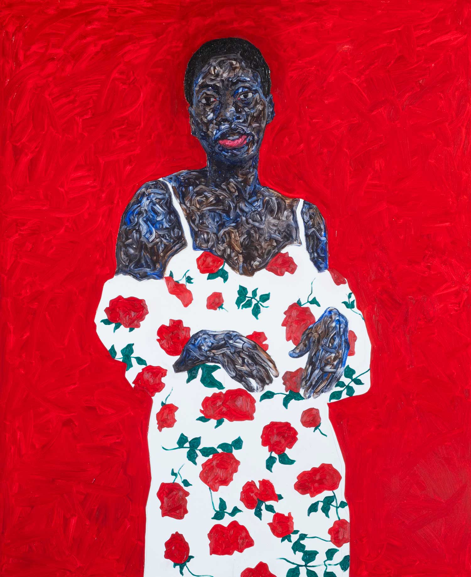 Amoako-Boafo,-Red-Roses,-2022,-Oil-on-canvas,-220-x-180-cm.-Courtesy-of-Gallery-1957
