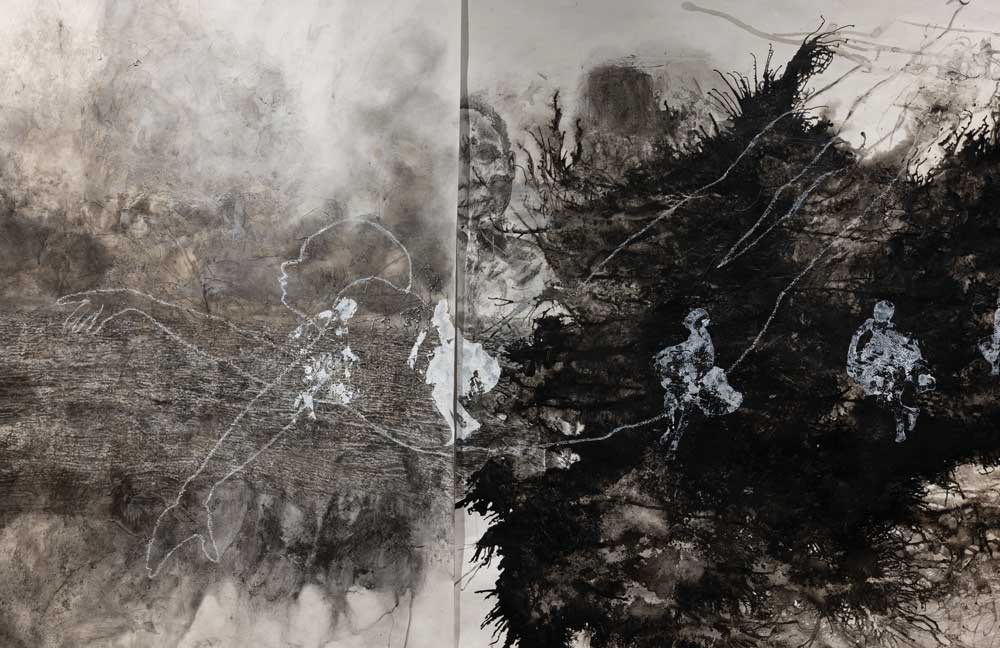 Stanley-Wany,-Cosmogonie-(detail-III),-2025,-mixed-media-on-paper,-183-x-450-cm.-Courtesy-of-ELLEPHANT