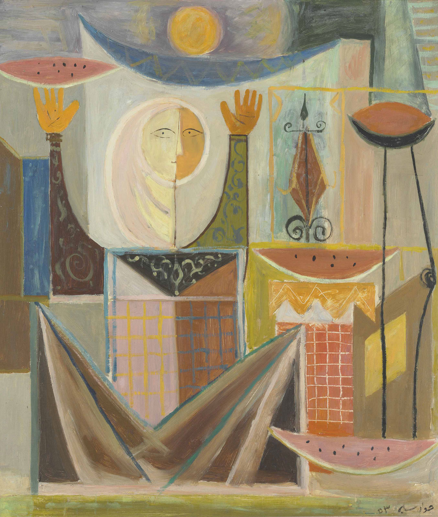 Jawad Selim, The Watermelon Seller, 1953, huile sur panneau, 87 x 75 cm. © Christie’s
