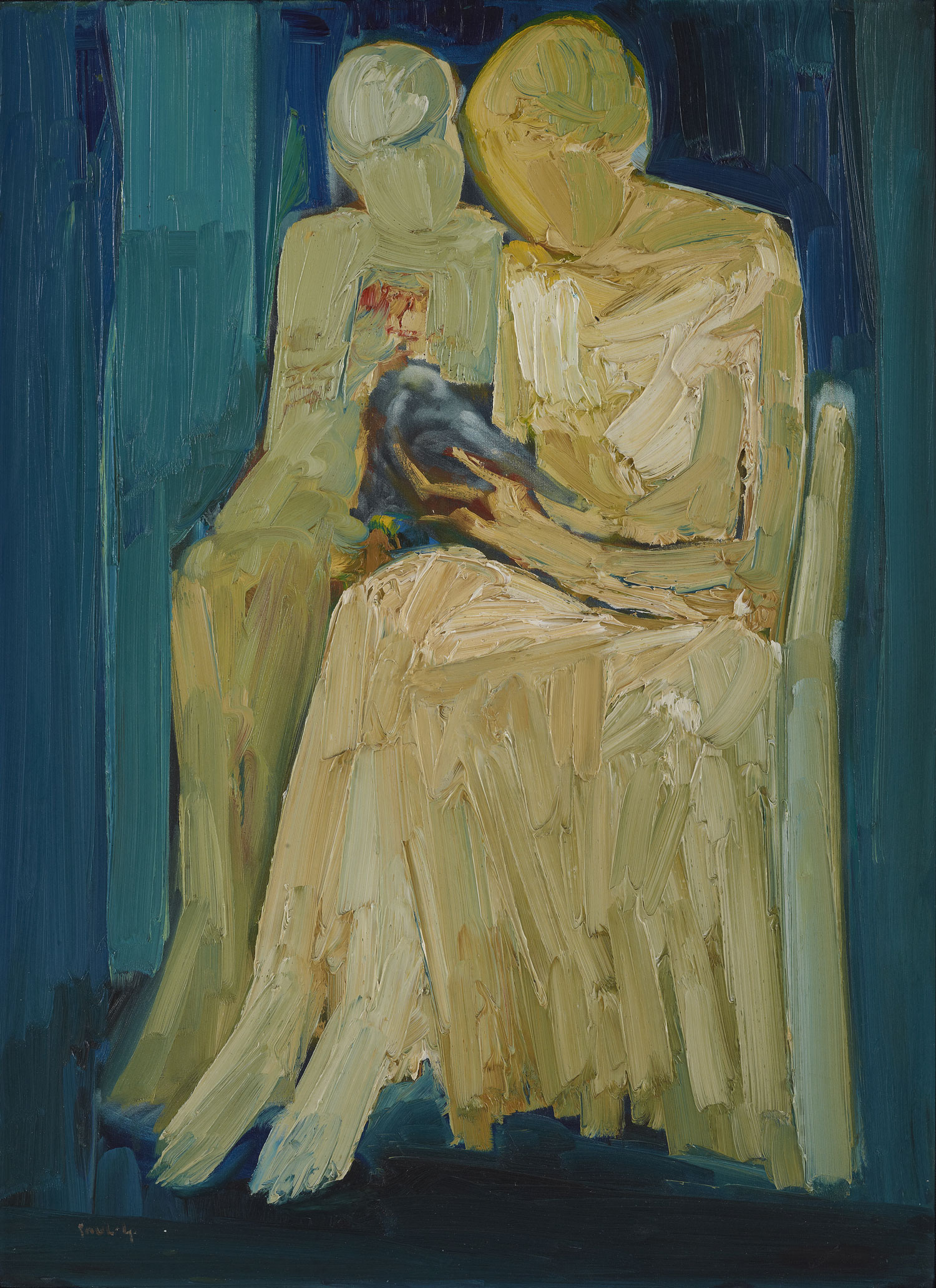 Paul Guiragossian, Amitié, 1973, huile sur toile, 94,5 x 73 cm. Courtesy Ramzi & Saeda Dalloul Art Foundation