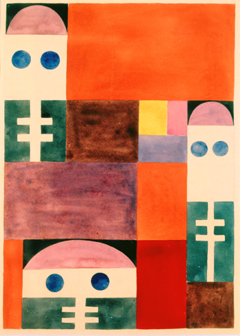 Sophie Taeuber-Arp (1889- 1943), Motifs abstraits (masques), 1917, gouache sur papier, 34 x 24 cm