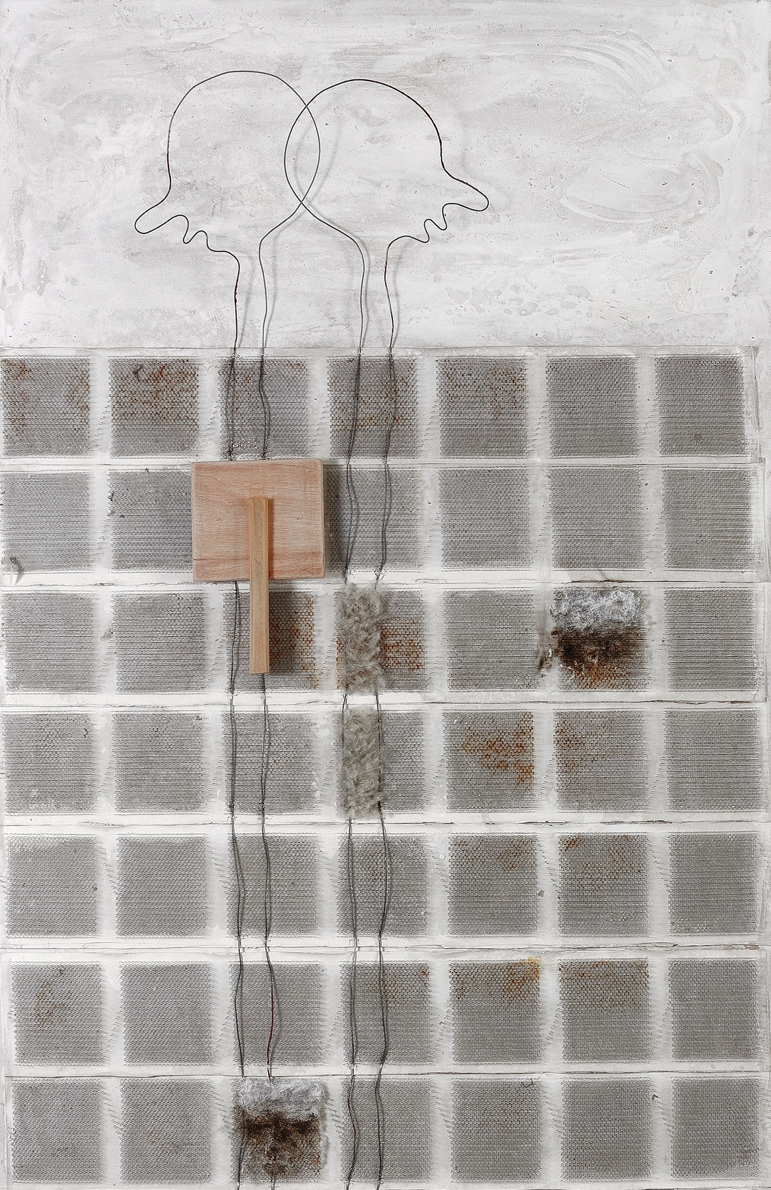 Ahmed Hajoubi, Sans Titre, assemblage, acrylique et techniques mixtes sur toile, 300 x 100 cm, 2013. Copyright de l'artiste