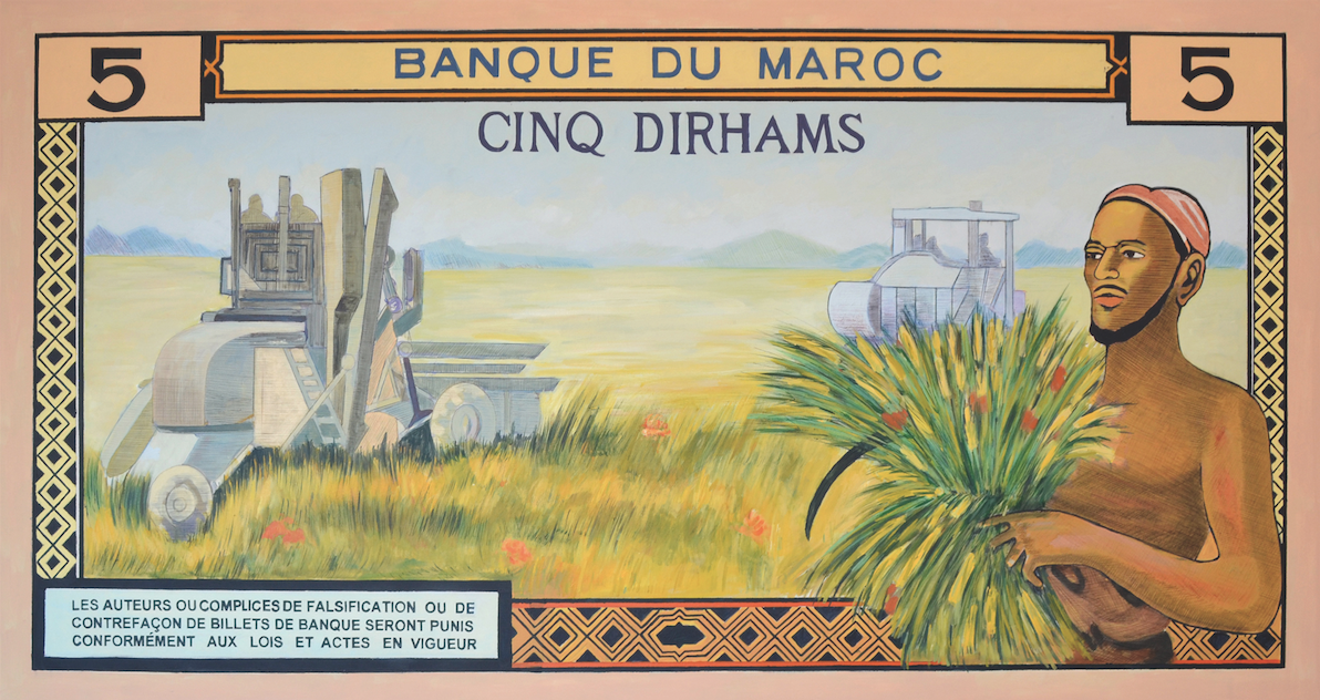 Dix dirhams, 2013, pastel sur toile, 150 x 300 cm