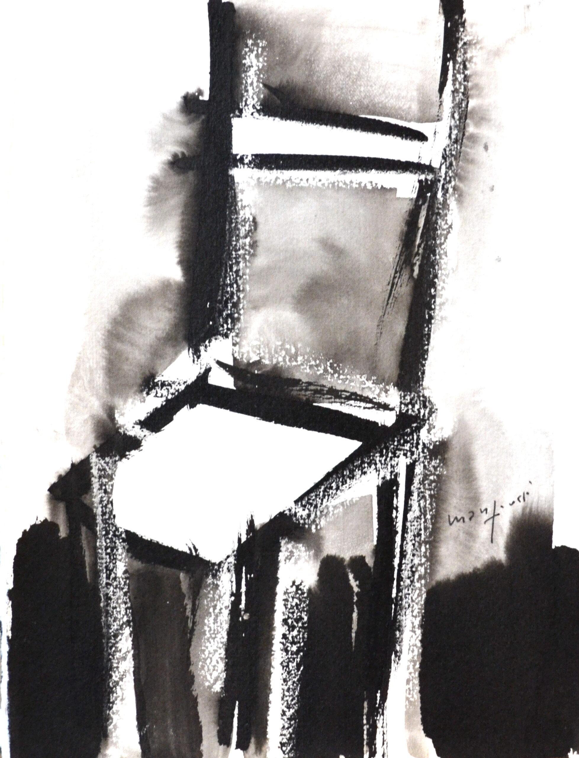 Chaise, encre sur papier 30 cm sur 50 cm, USA. Copyright de l'artiste