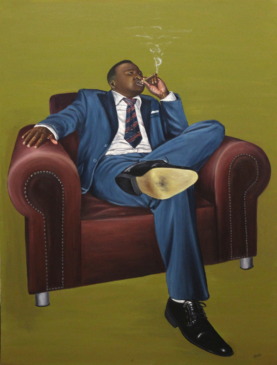 Zemba Luzamba, Cohiba, 2012, huile sur toile, Courtesy Galerie EQ Guinea