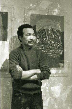 © Jilali Gharbaoui, Composition, 1970, gouache sur papier marouflé sur panneau, 50 x 64 cm. Courtesy CMOOA